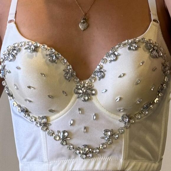 White Bustier with Rhinestones - Picture 3 of 5